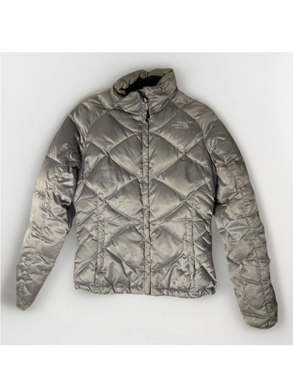 North Face Aconcagua 550 Puffer Goose Down Silver Quilted Jacket Ski Coat Winter